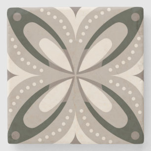 Retro Beige & Bruine Geometrische Vormen Stenen Onderzetter