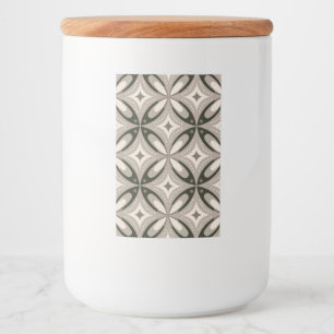 Retro Beige & Bruine Geometrische Vormen Voedselcontainer Etiket