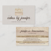 Retro Beige Cake Bakery Pastry Patisserie Design Visitekaartje (Voorkant / Achterkant)