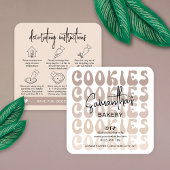Retro Beige DIY Cookie Decoratie Instructies Vierkante Visitekaartje