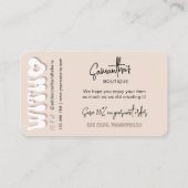 Retro Beige Modern Business Bedankt Korting Informatiekaartje (Achterkant)