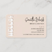 Retro Beige Modern Girly Lash Beauty Salon of Spa Visitekaartje (Achterkant)