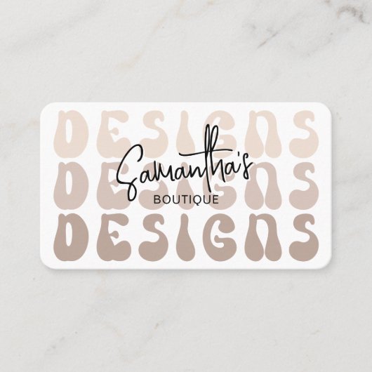 Retro Beige Modern Logo Handgemaakte Designer Craf Visitekaartje (Voorkant)