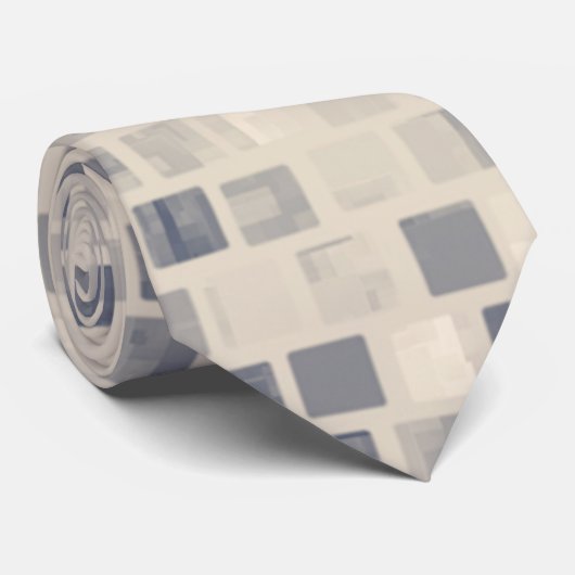 Retro Beige Mozaïekblokken Stropdas (Opgerold)