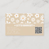 Retro Beige QR Code Groovy Bloem Boho Uniek Visitekaartje (Achterkant)