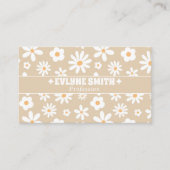 Retro Beige QR Code Groovy Bloem Boho Uniek Visitekaartje (Voorkant)