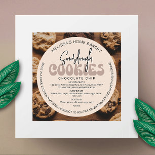 Retro Beige Sourdough Cookies Bakkerij Cottage Law Ronde Sticker