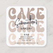 Retro Beige Trendy Bakkerij Cake Care Instructies Vierkante Visitekaartje (Voorkant)
