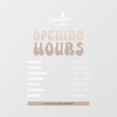 Retro Beige Trendy Beauty Salon Shop Openingstijde Raamsticker (Vel)