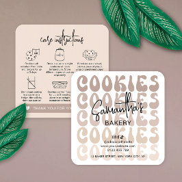 Retro Beige Trendy Sugar Cookies Verzorgingsinstru Vierkante Visitekaartje
