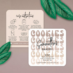 Retro Beige Trendy Sugar Cookies Verzorgingsinstru Vierkante Visitekaartje