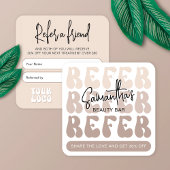 Retro Beige Verwijs een Vriend Modern Logo Lash Sa Aanbevelingskaartje