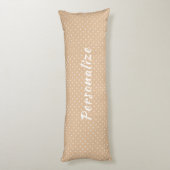 Retro Beige White Polka Dot Personaliseert Beddeng Lichaamskussen (Achterkant (Verticaal))