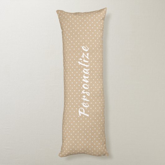 Retro Beige White Polka Dot Personaliseert Beddeng Lichaamskussen (Achterkant (Verticaal))