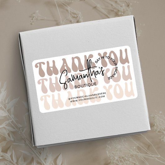 Retro Beige Zakelijke Dank Voor Aankoop Etiket