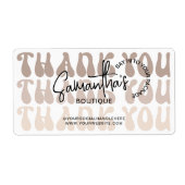 Retro Beige Zakelijke Dank Voor Aankoop Etiket (Voorkant)