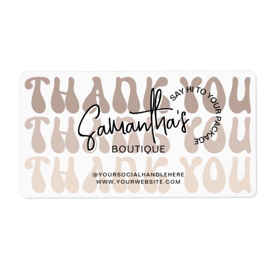 Retro Beige Zakelijke Dank Voor Aankoop Etiket (Voorkant)