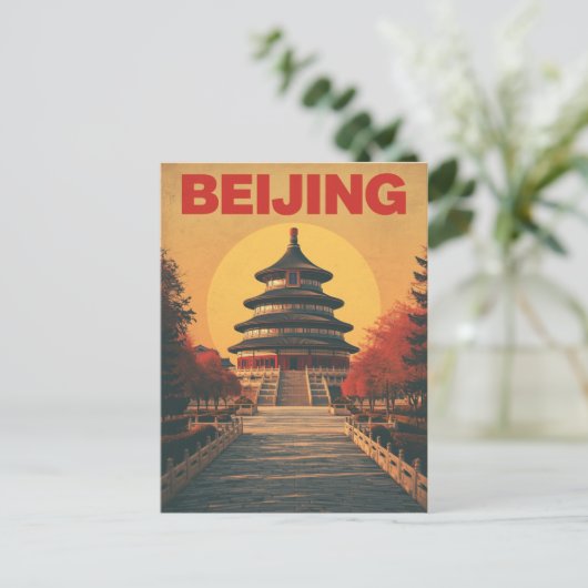 Retro Beijing Tempel Briefkaart (Staand voorkant)