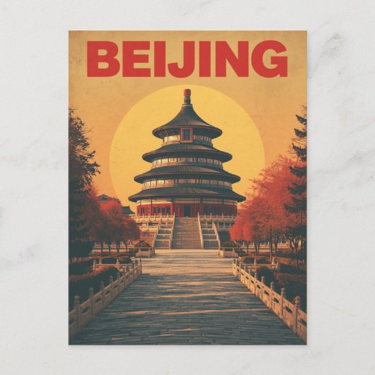 Retro Beijing Tempel Briefkaart (Voorkant)