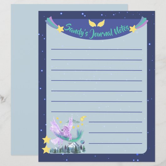 Retro bekleed vliegend paard briefpapier (Voorkant / Achterkant)