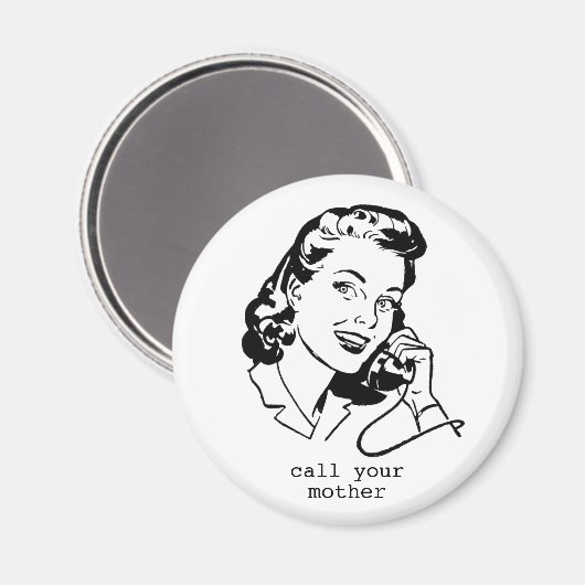  retro bel je moeder grappige magneet (Voorkant / Achterkant)