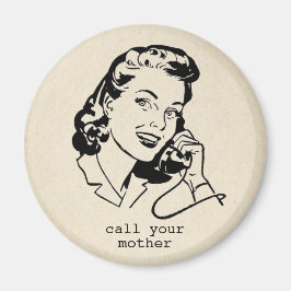 Retro Bel Moeder Grappige Vintage Magneet