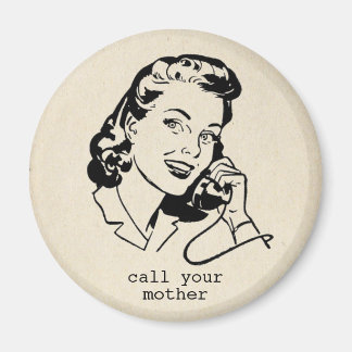 Retro Bel Moeder Grappige Vintage Magneet