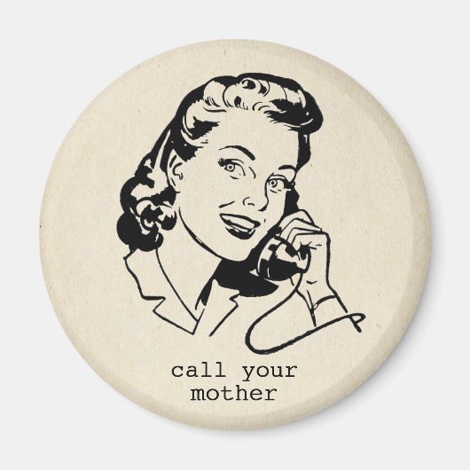 Retro Bel Moeder Grappige Vintage Magneet (Voorkant)