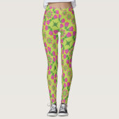 Retro Belbloem Mandala's Groene Leggings (Voorkant)