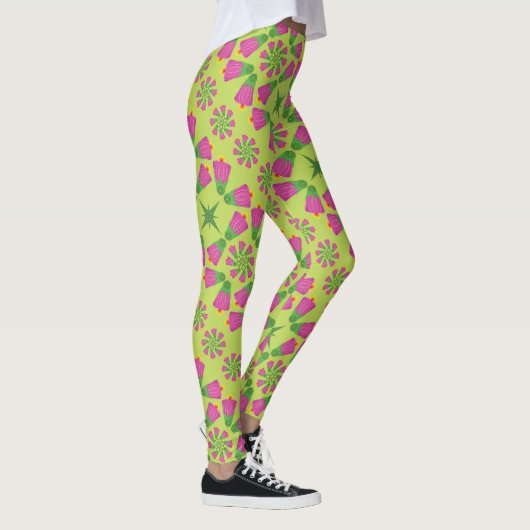 Retro Belbloem Mandala's Groene Leggings (Rechts)