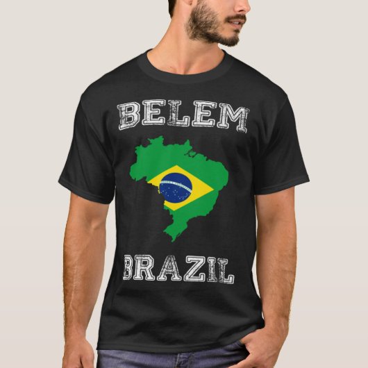 Retro Belem Brazil Distressed Brazil Flag T-shirt (Voorkant)
