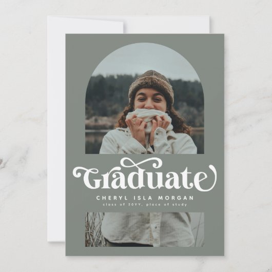 Retro belettering Afstuderen boog foto Afstuderen Aankondiging (Voorkant)