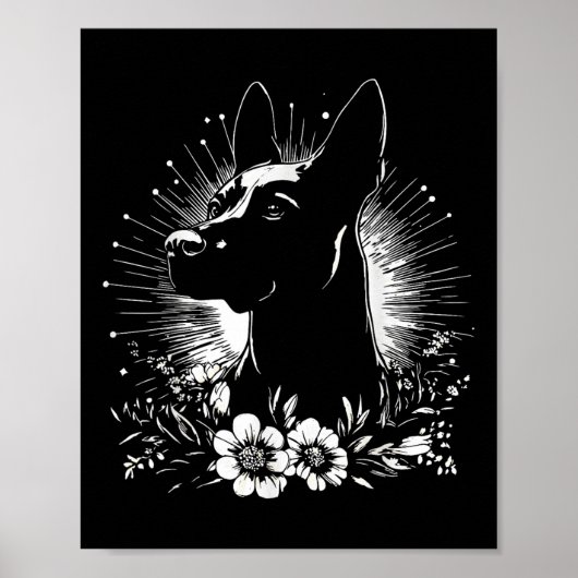 Retro Belgian Malinois Hondenliefhebber Tattoo Sty Poster (Voorkant)