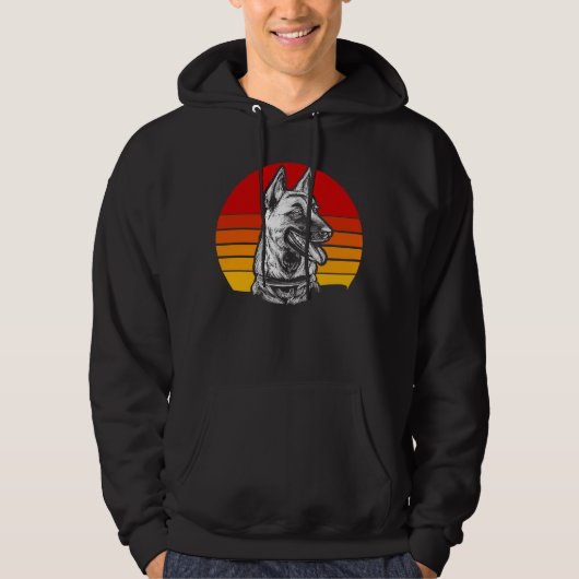 Retro Belgische Malinois 3 Hoodie (Voorkant)