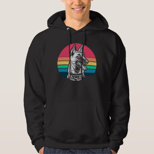 Retro Belgium Malinois Hoodie (Voorkant)