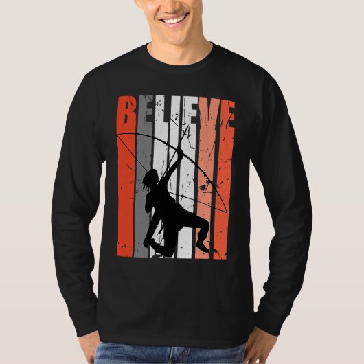 Retro Believe Archery Archer Bow Arrow Orange Whit T-shirt (Voorkant)