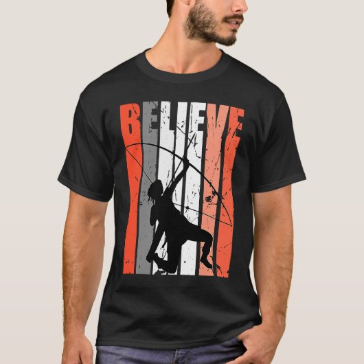 Retro Believe Archery Archer Bow Arrow Orange Whit T-shirt (Voorkant)