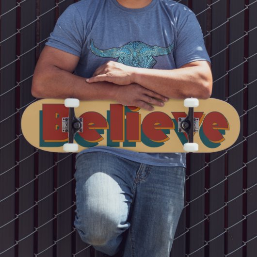 Retro Believe Typografie Skateboarddek Persoonlijk Skateboard (Buiten 3)