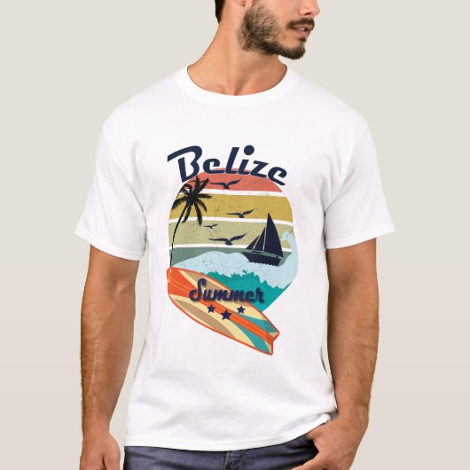 Retro  Belize cadeau zomervakantie T-shirt (Voorkant)