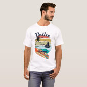 Retro  Belize cadeau zomervakantie T-shirt (Voorkant volledig)