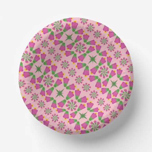 Retro Bell Bloem Mandalas Roze Papier Kommen (Voorkant)