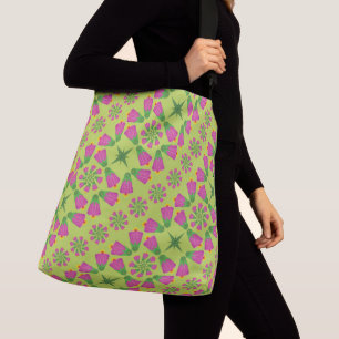 Retro Bell Flower Mandalas Green Crossbody Bag Tas