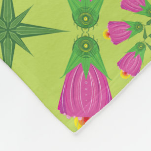 Retro Bell Flower Mandalas Green Fleece Blanket Deken