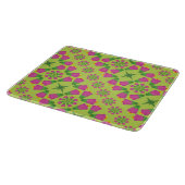 Retro Bell Flower Mandalas Green Glass Board Snijplank (Hoek)