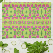 Retro Bell Flower Mandalas Green Kitchen Towel Theedoek (Gevouwen)