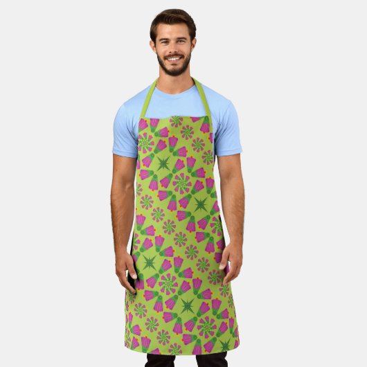 Retro Bell Flower Mandalas Green Large Schort (Gedragen)