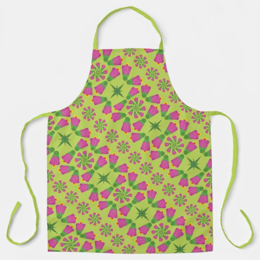 Retro Bell Flower Mandalas Green Large Schort (Voorkant)