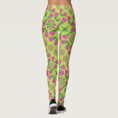 Retro Bell Flower Mandalas Green Leggings (Achterkant)