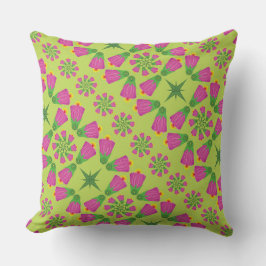 Retro Bell Flower Mandalas Green Sierkussen