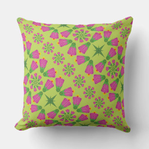 Retro Bell Flower Mandalas Green Sierkussen